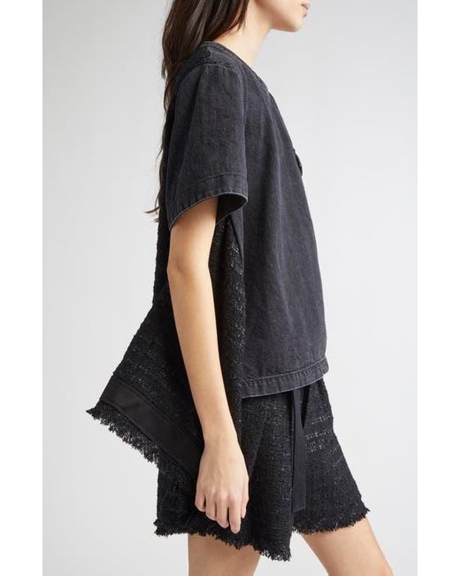 ■sacai■サカイ■Mixed Media Denim & Tweed Top■トップス Sacai Mixed Media Denim & Tweed Top in Black | Lyst