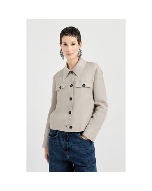 Brunello Cucinelli Natural Linen Diagonal Jacket