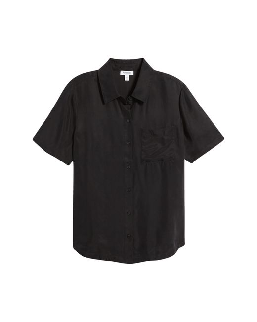 Nordstrom Black One Pocket Short Sleeve Button-up Shirt