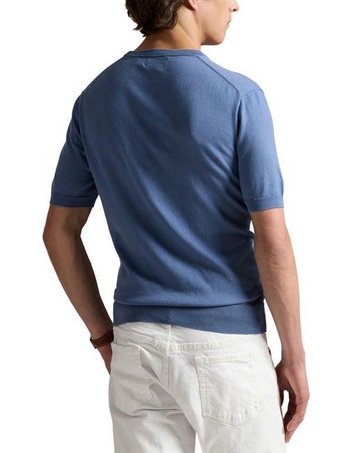 Polo Ralph Lauren Blue Short Sleeve Cotton Crewneck Sweater for men
