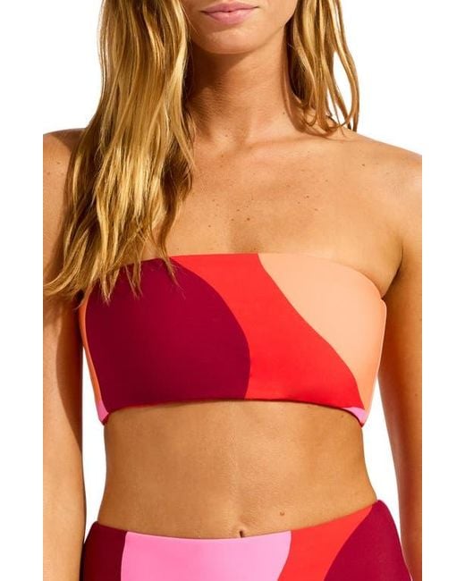 Seafolly Red Reversible Strapless Tube Bikini Top