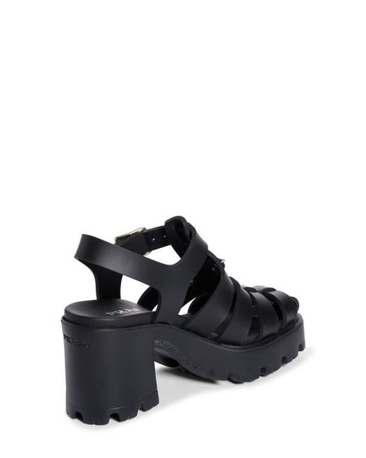 Prada Black Stride Flow Cage Platform Sandal