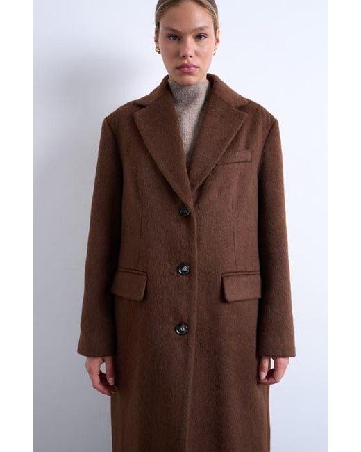 TOPSHOP Brown Single Breasted Longline Coat