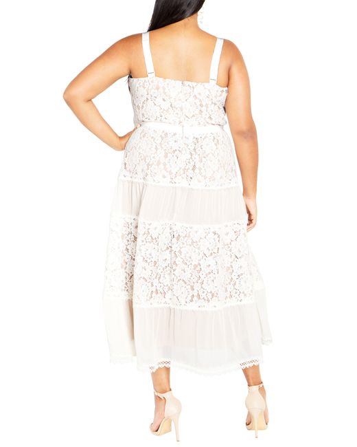 City Chic White Rosalyn Sleeveless Lace Maxi Dress