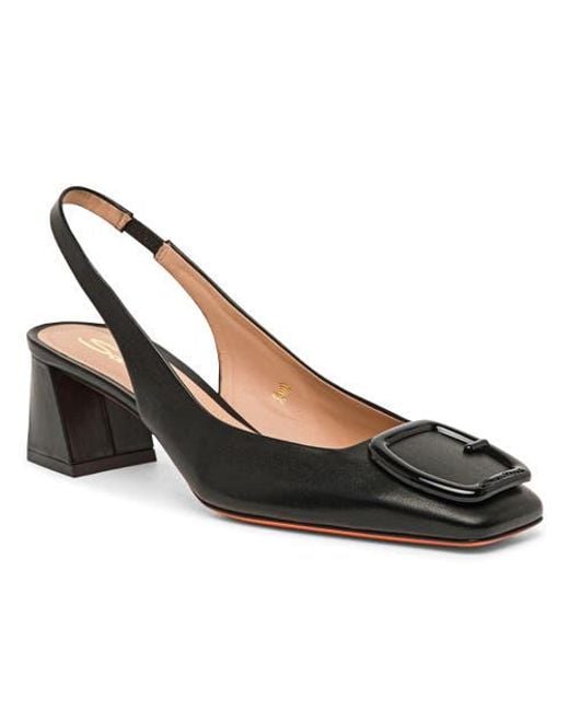 Santoni Metallic Mid-Heel Slingback