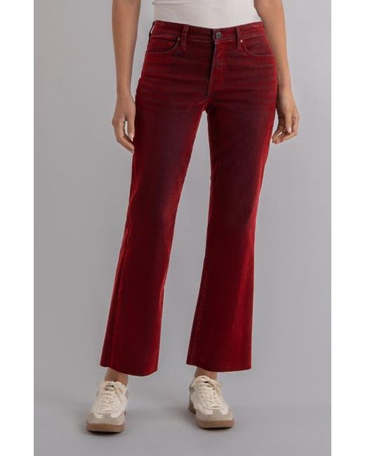 Kut From The Kloth Red Kelsey Fab Ab Raw Hem Ankle Flare Jeans