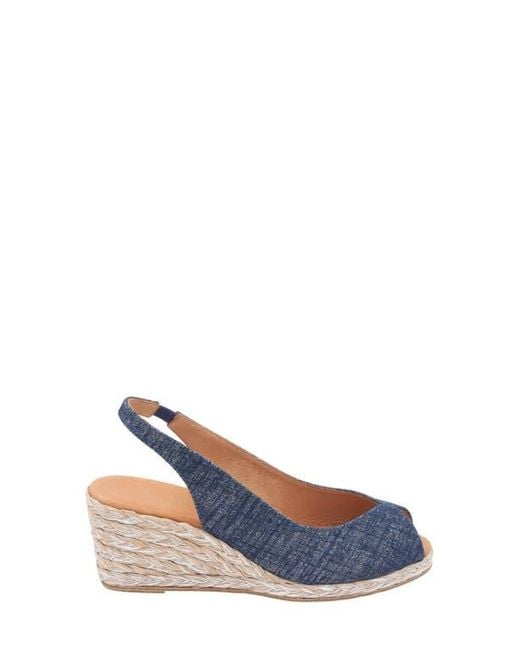 Andre Assous Blue Audrey Espadrille Wedge Sandal