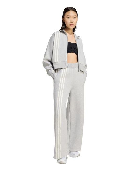 Adidas Gray Off Placed 3-Stripes Wide Leg Sweatpants
