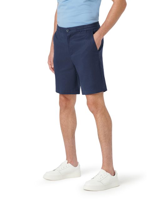 Bugatchi Blue Linen Blend Drawstring Chino Shorts for men