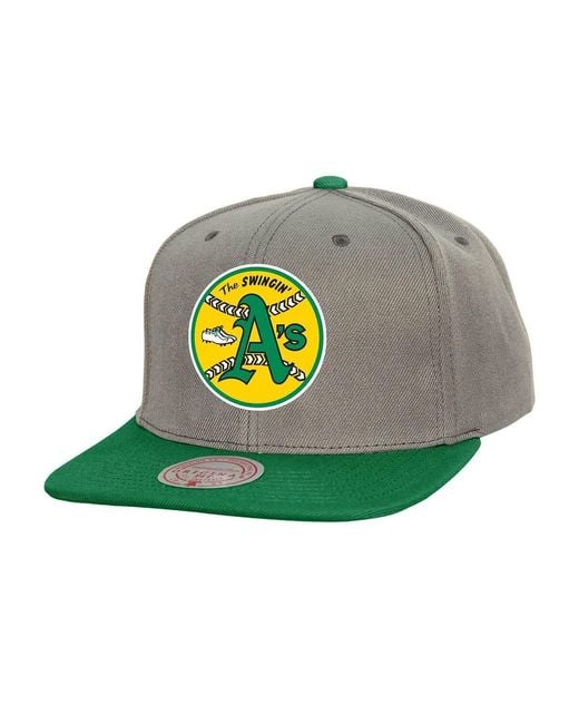 Mitchell & Ness Green Athletics Cooperstown Collection Basic Flip Snapback Hat for men