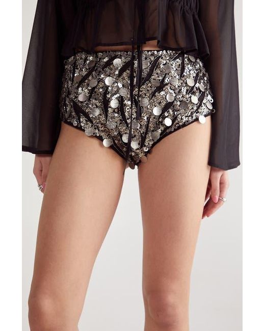 Nasty Gal Black Sequin Booty Shorts