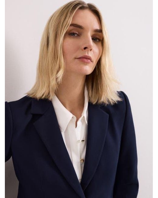 Phase Eight Blue Aubrie Single Button Cropped Blazer