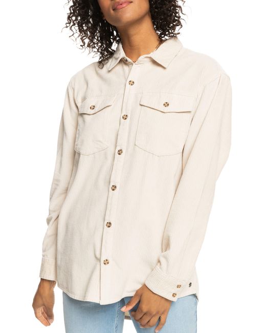 Roxy Natural Let It Go Cotton Corduroy Button-up Shirt