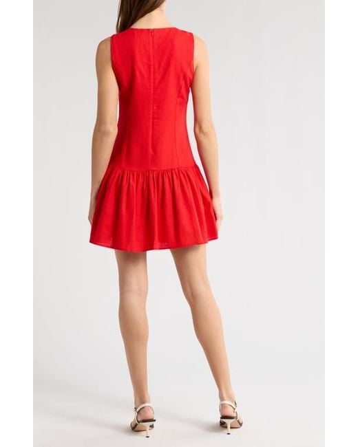 Wayf Red Martini Linen Blend Minidress