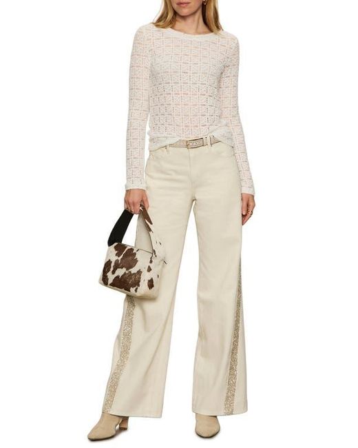 Sanctuary Natural Perfect Long Sleeve Puckered Lace T-Shirt