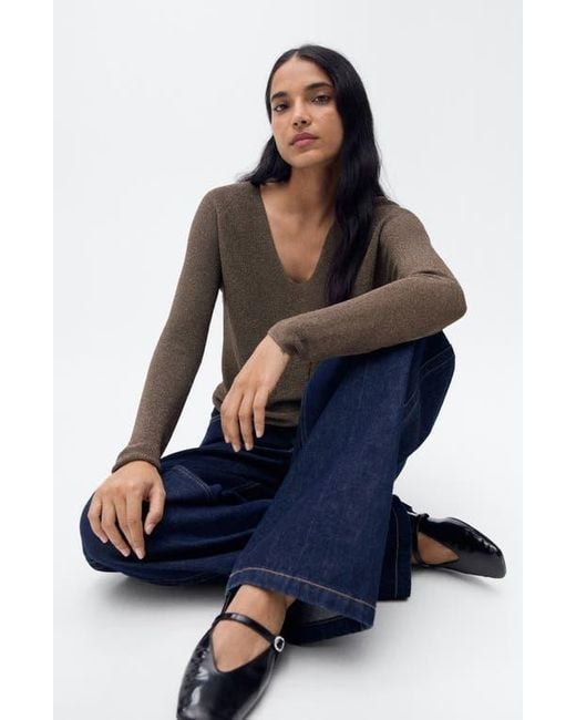 Mango Black Metallic Sweater