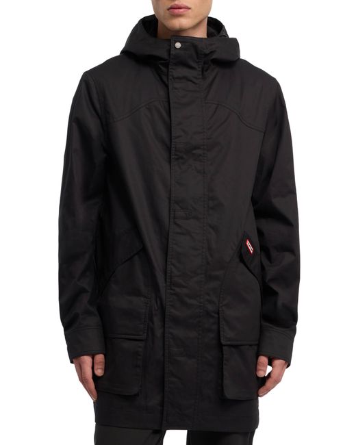 Hunter Black Downing Hooded Rain Jacket for men