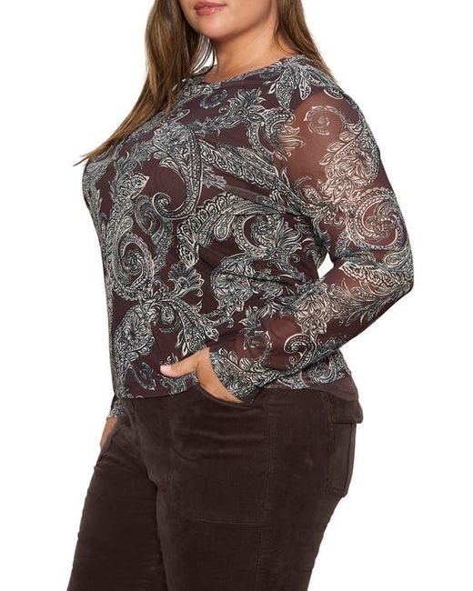 Sanctuary Black Perfect Floral Long Sleeve Mesh T-Shirt