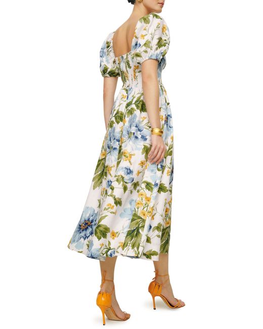 Reformation Multicolor Marella Floral Midi Linen A-line Dress