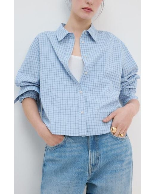 Mango Blue Checked Shirt