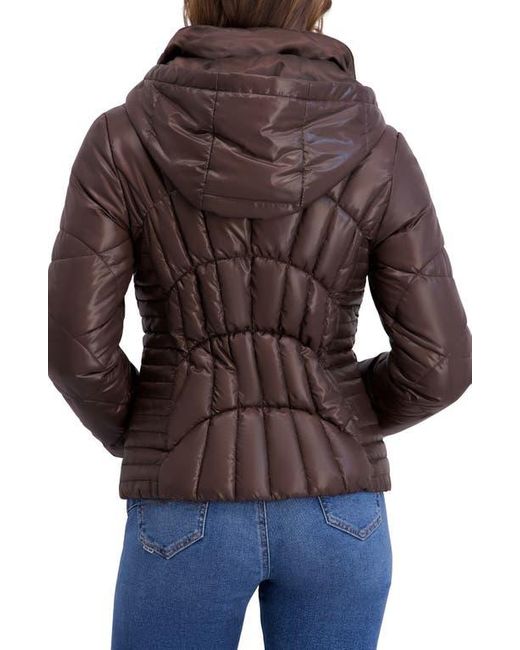 Kensie Brown Hooded Puffer Jacket