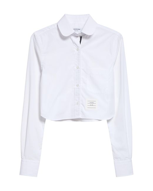Thom Browne White Crop Cotton Button-up Shirt