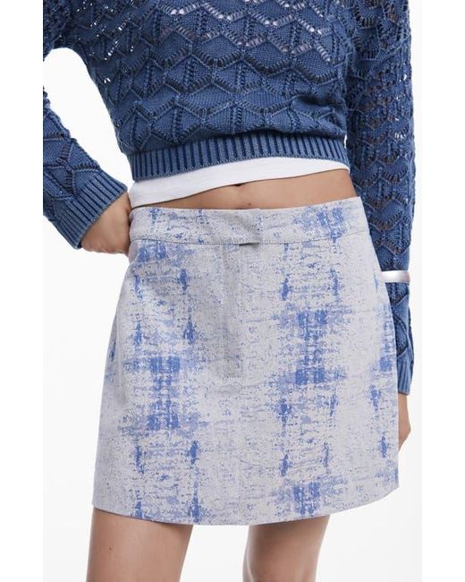 Desigual Blue Distressed Pattern Miniskirt