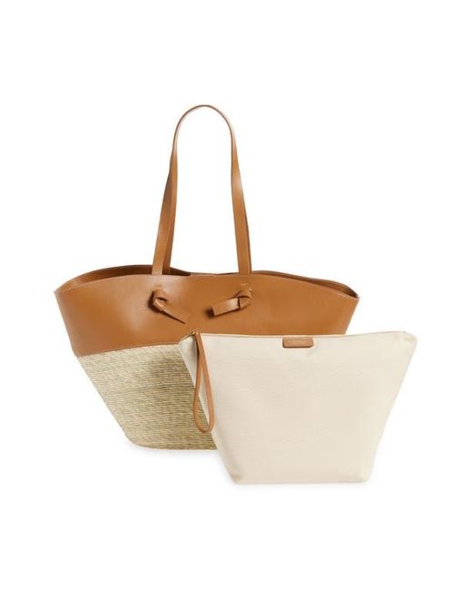 Altuzarra Brown Large Knot Straw & Leather Tote