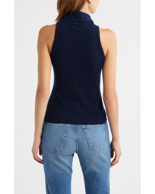 Reformation Blue Marcy Sleeveless Cashmere Turtleneck Sweater