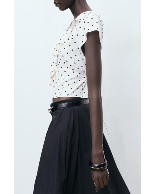 Mango Gray Kendal Ruffle Crop Top