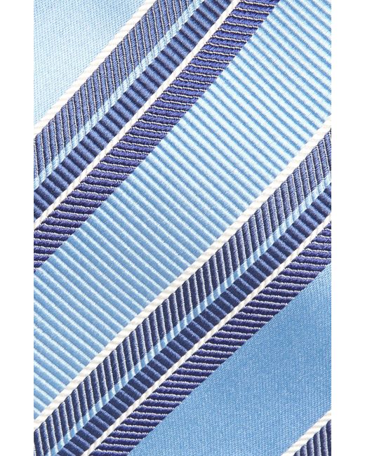 David Donahue Blue Stripe Silk & Cotton Tie for men