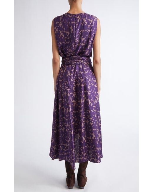 Altuzarra Purple Penny Print Silk High-Low Maxi Dress