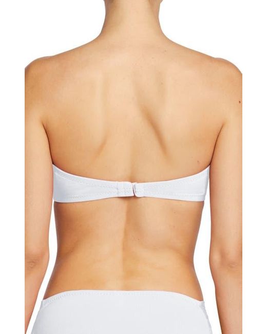 Robin Piccone Blue Ava Knot Front Strapless Bikini Top