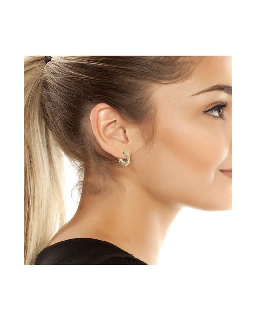 AllSaints Metallic Crystal Stud Hoop Earrings