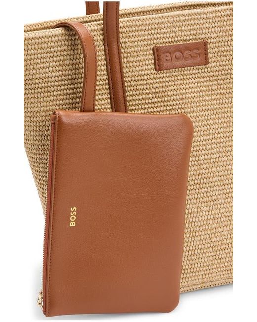 BOSS Palmah Faux Raffia Tote in Natural | Lyst