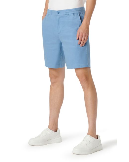 Bugatchi Blue Linen Blend Drawstring Chino Shorts for men