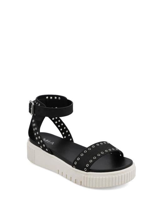 MIA Black Evelin Ankle Strap Platform Sandal