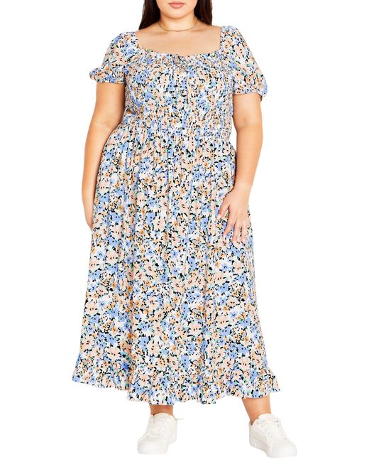City Chic Multicolor Emilee Floral Smocked Maxi Dress
