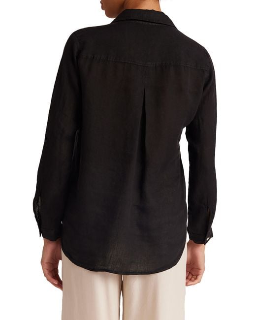 Bella Dahl Black Garment Dyed Linen Button-up Shirt
