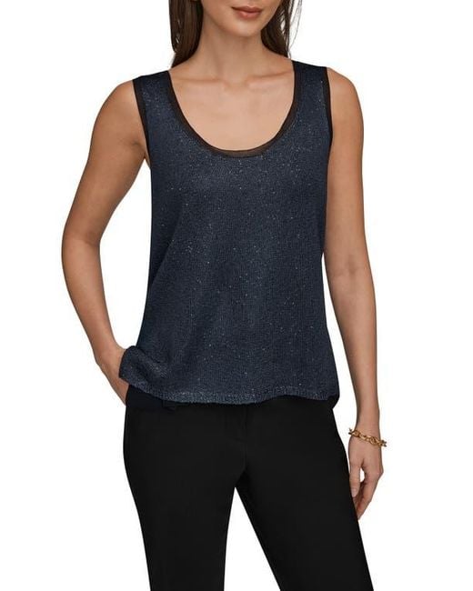 Donna Karan Blue Sequin Shell Top