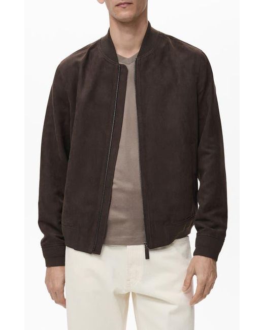Mango Black Faux Suede Bomber Jacket for men