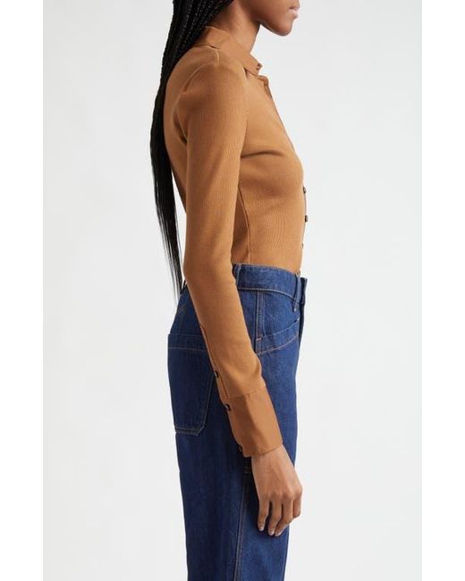 Veronica Beard Blue Scottie Mixed Media Stretch Cotton Button-Up Shirt
