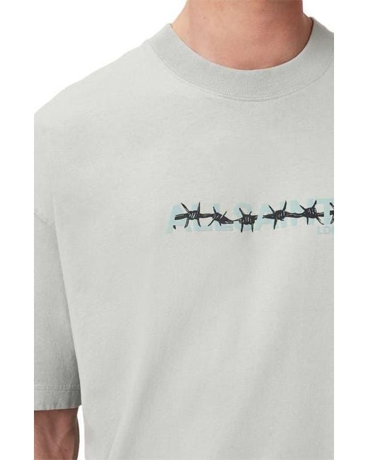 AllSaints Gray Deterent Cotton Graphic T-Shirt for men