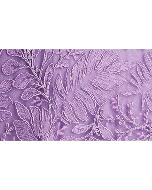 Tadashi Shoji Purple Pleat Detail & Embroidery Sleeveless Cocktail Dress