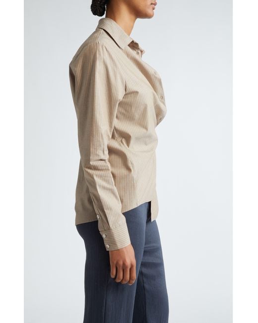 Paloma Wool Natural Donald Stripe Cotton Button-up Shirt