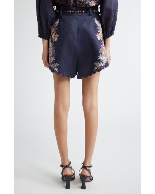 Zimmermann Multicolor Rhiannon Tuck Paisley Print Linen Shorts