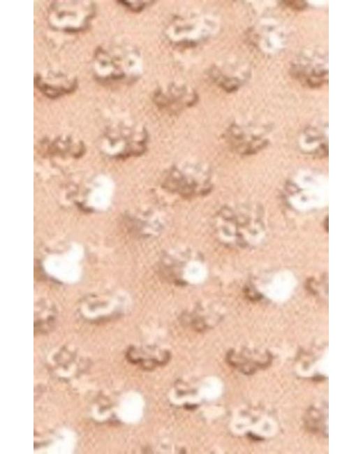 Needle & Thread Brown Dappled Sequin Off-Shoulder Ankle Gown