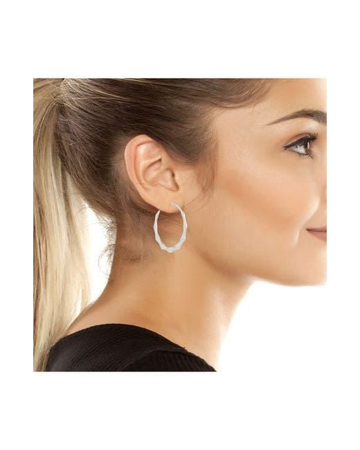 AllSaints White Medium Angular Hoop Earrings