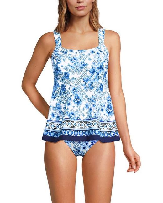 Lands' End Blue Adjustable Scoop Neck Flutter Tankini Top