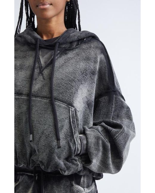 R13 Black Balloon Bubble Hem Cotton Hoodie